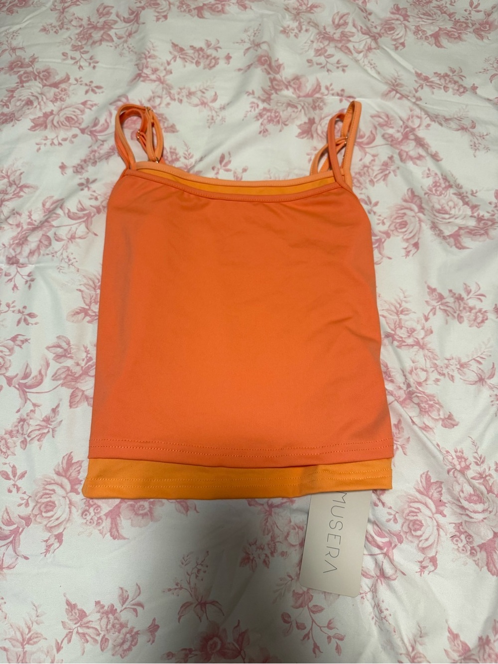 Muse Bright Orange Double-Layer Camisole Tank
